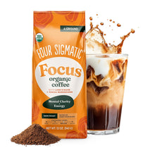 Four Sigmatic Organic Focus Mushroom Ground Coffee Dark Roast with Lion's Mane & Chaga Mushroom for Mental Clarity & Energy Support 12oz Bag