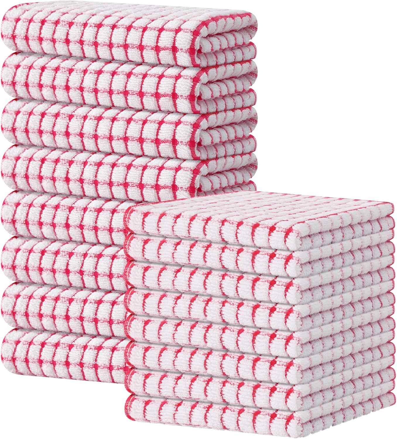 Kitinjoy Cotton 8 Pack Terry Kitchen Dish Cloths, 12 x 12 Inches Super Soft and Absorbent Dish Rags, Quick Drying Dish Towels for Washing Dishes, Mixed Color