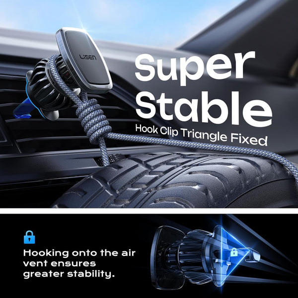 LISEN Magnetic Phone Holder for Car with Upgraded Clip and Ultra 6 Strong Magnets