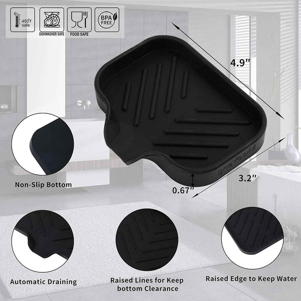 MicoYang Silicone Bathroom Soap Dish with Drain Spout for Sink Organizer and Sponge Holder