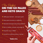 paleovalley 100% grass fed original beef sticks - delicious gluten free snack - keto friendly paleo protein