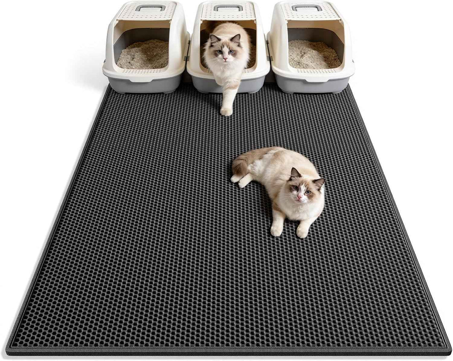 Pieviev Cat Litter Mat Double Layer Waterproof Urine Proof Trapping Mat 1 Pack (Gray, 24x15 Inch (Pack of 1))