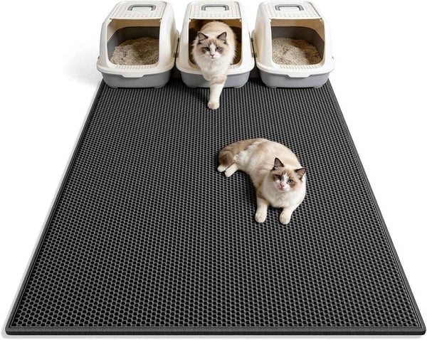 Pieviev Cat Litter Mat Double Layer Waterproof Urine Proof Trapping Mat 1 Pack (Gray, 24x15 Inch (Pack of 1))