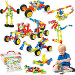 Huaker Stem Building Toys for 3 4 5 6 7 8 Year Old Boys Girls Kids,180 Pieces Building Blocks Educational Learning Toys with Large Storage Box,Ideal Christmas Birthday Gifts