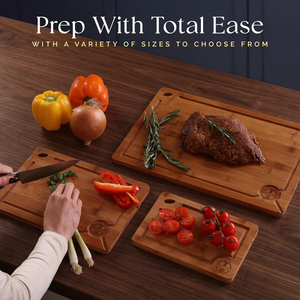 Carbonized Bamboo 3-Piece Cutting Board Set for Kitchen