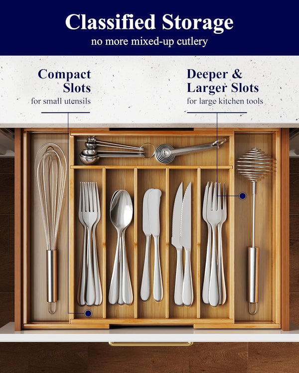 Kitsure Silverware Organizer for Kitchen Utensils and Cutlery Storage