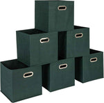 Household Essentials Foldable Fabric Storage Bins 6 Piece Set, Strong Poly-Woven Fabric, Sturdy Chipboard Sides, Grommet Front Handle, Stackable and Foldable, Classic Design, Black