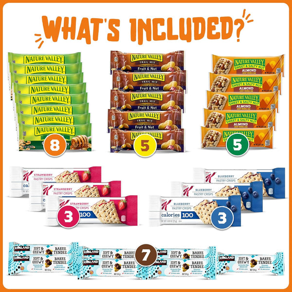 Bulk Granola Bars Variety Pack for Office Snacks and Breakfast