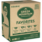 Green Mountain Coffee Roasters Favorites Collection includes 4 boxes of K-Cup pods with light, medium, and dark roasts