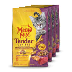 meow mix tender centers basted bites dry cat food, 3 pound, 4 pack, chicken & tuna flavor