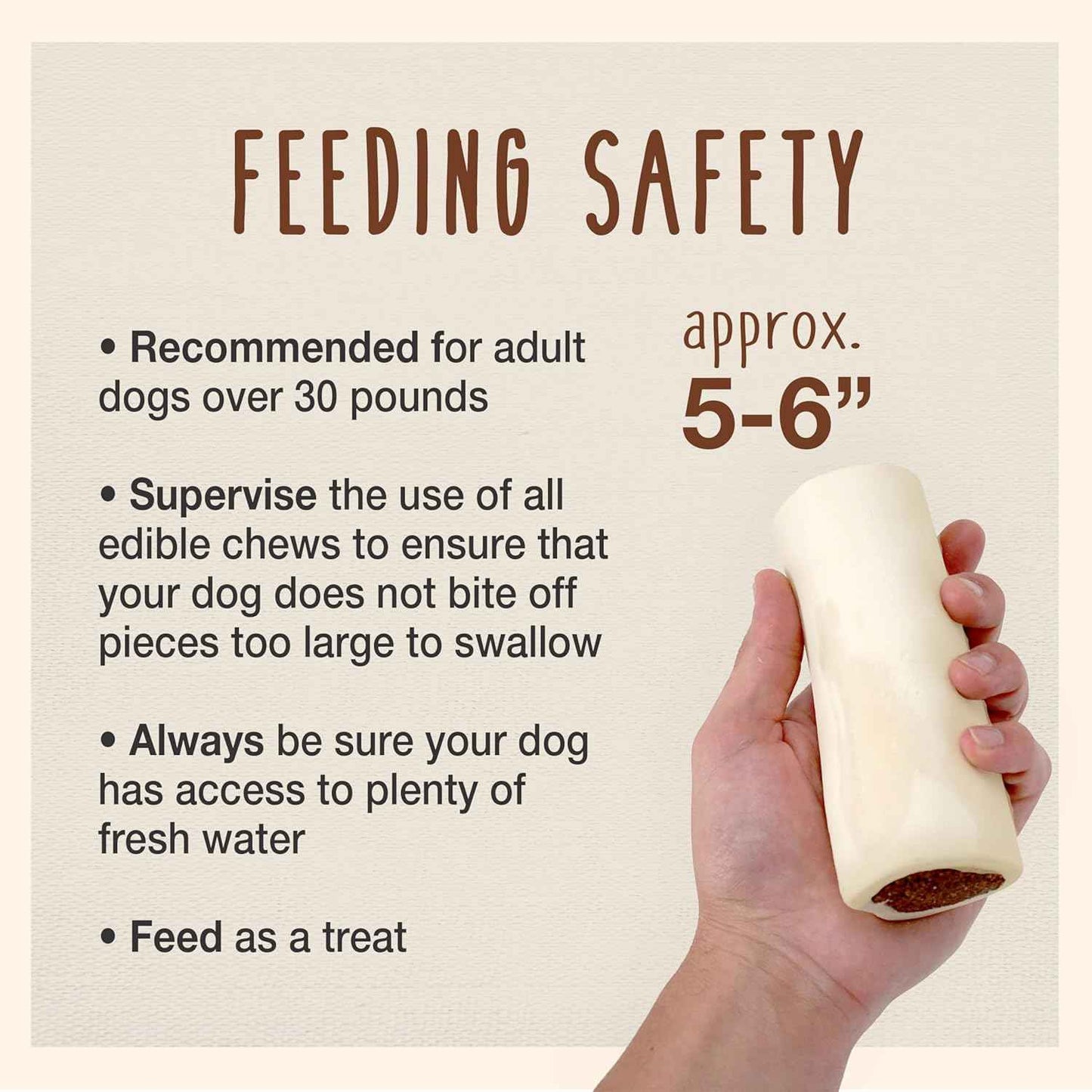 Cadet Stuffed Shin Bone, Long-Lasting Dog Chew Bones for Aggressive Chewers, High Protein Filled Bone Dental Chew for Dogs, Peanut Butter Flavor Filling, 5-6" for Large Dogs