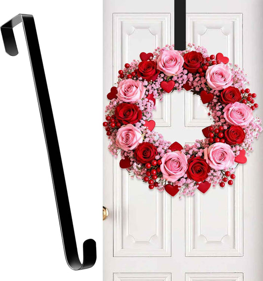 HOOSUN Wreath Hangers for Front Door,Valentines Day Decorations,14" Valentines Wreath Hook Holder,Over The Door Hooks Hanger,Metal Garland Hangers Hook for Patriotic Spring Wreath Porch Decor
