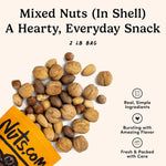 Mixed nuts in shell assortment, 2 pounds, premium walnuts, almonds, hazelnuts, pecans, and Brazil nuts