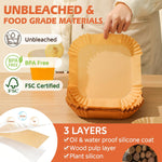 Air Fryer Liners Disposable 150Pcs, 8" Square Parchment Paper Liner for Air Fryer, Baking, Roasting and Microwave, Non-Stick Airfyer Liners Accessories