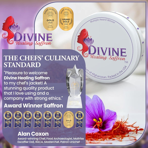 Divine Saffron Threads - Pure Red Saffron from Afghanistan - 1g - Award Winning for Cooking & Wellness
