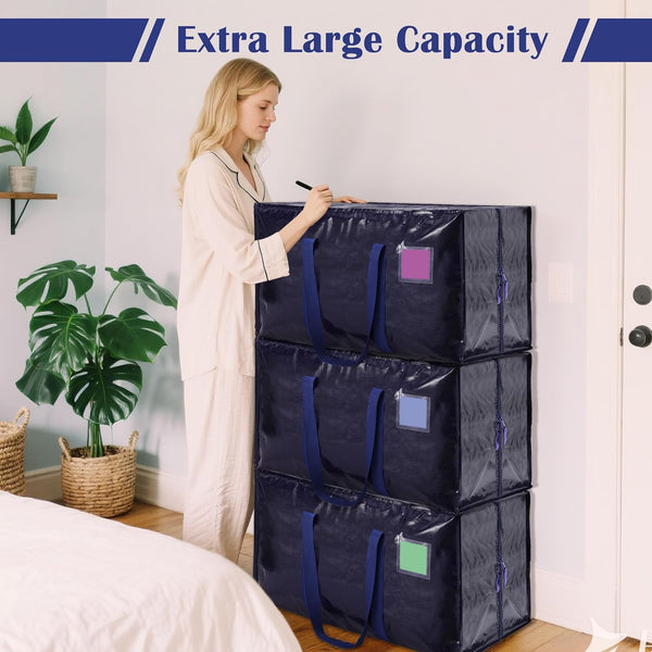 6 Pack Moving Bags Heavy Duty 210GSM with Full-Open Side Zipper for College Dorm Move-In