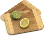 Bamboo Wood Two-Tone Kitchen Cutting and Serving Board Set of 2