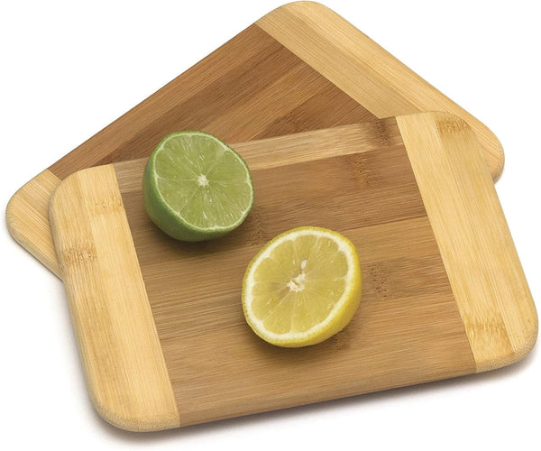 Bamboo Wood Two-Tone Kitchen Cutting and Serving Board Set of 2