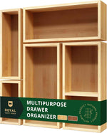 ROYAL CRAFT WOOD 5-Piece Bamboo Drawer Organizer Set, Multi-Use Storage Trays for Kitchen, Bathroom, Office, Makeup, Jewelry & More, 5 Storage Boxes