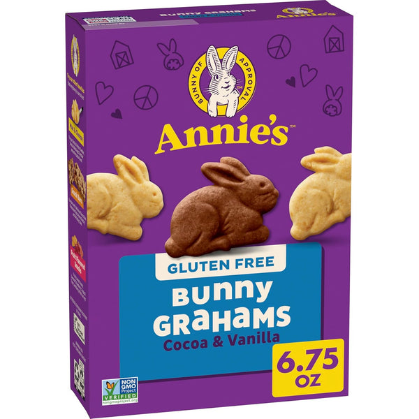 Annie's Organic Friends Bunny Grahams Snacks, Chocolate Chip, Chocolate, and Honey Baked Graham Crackers, 12 Pouches, 12 oz