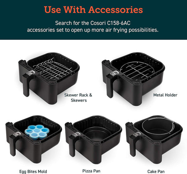 Cosori Air Fryer Accessories, Replacement 5.8QT Original Basket For Cosori CP358-AF, CS358-AF Air Fryers, Non-Stick, Dishwasher-Safe, CAF-P582B