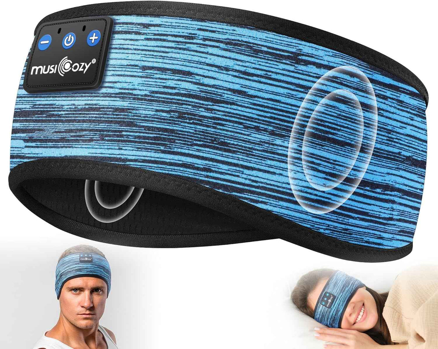 MUSICOZY Sleep Headphones Bluetooth 5.4 Headband, Sports Wireless Earphones Sweat Resistant Earbuds Sleeping Headphone with Ultra-Thin HD Stereo Speaker for Workout Running Cool Gadgets Unique Gifts