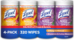 LYSOL Disinfecting Wipes, All Purpose Cleaner, Multi-Surface Antibacterial Cleaning Wipes, Household Cleaning Supplies, Dorm Essentials, Lavender + Mango Scents, 80 ct. (4 Pack)