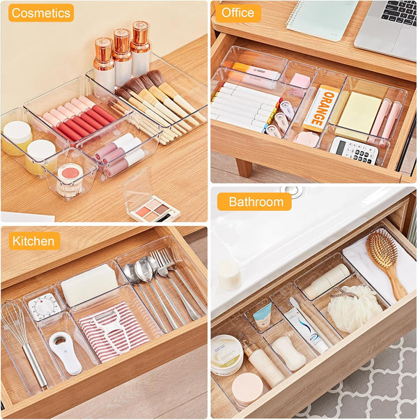 13-Piece Drawer Organizer Set with Non-Slip Pads for Desk, Bathroom, and Kitchen