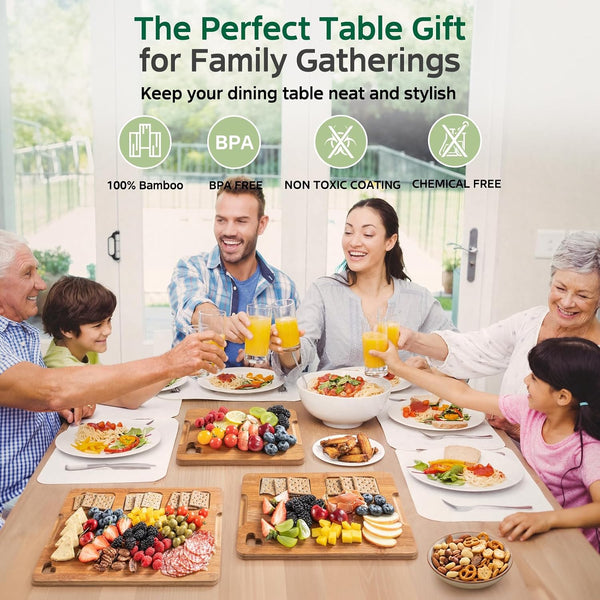 Bamboo cutting board set with storage stand for kitchen