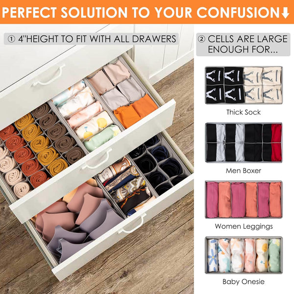 12 pack fabric drawer organizer with 116 cells for storage and closet organization