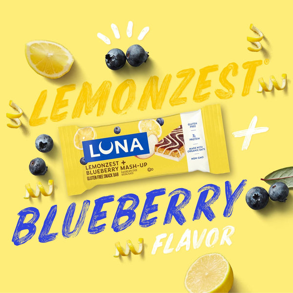 Luna Bar Mash-Ups LemonZest Blueberry Flavor 15 Pack Gluten Free Snack Bars