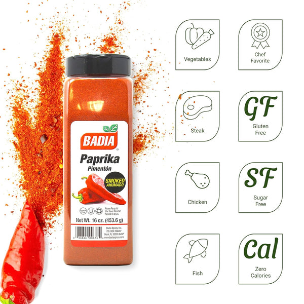 Badia Smoked Paprika 16 oz, All-Natural Spice for Cooking, Grilling, and Seasoning
