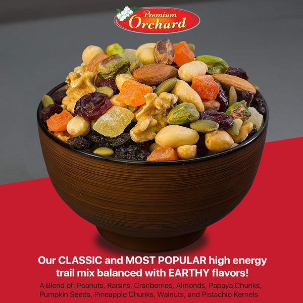 Premium Orchard Fruit Nut Mix Trail Mix, 18oz, Bulk Blend of Mixed Nuts and Dried Fruit