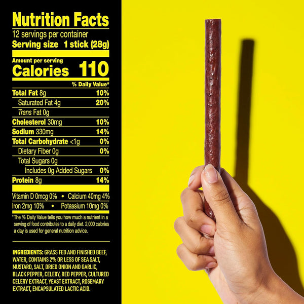 Lorissa's Kitchen Smoke Show Seasoned & Smoked Beef Sticks, Pack of 12, 1 oz Meat Snacks