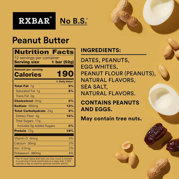 RXBAR Protein Bars, 12g Protein, Gluten Free Snacks, 12 Count, 22oz Box