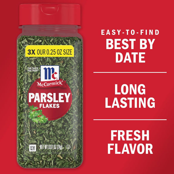 McCormick Parsley Flakes, 0.87 oz, Non GMO, Shelf-Stable, Long-Lasting, Fresh Flavor