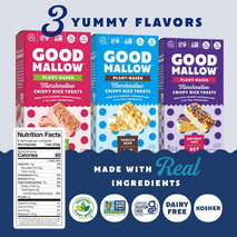 GoodMallow Vegan Rice Crispy Individually Wrapped Box of 8, Kosher, Gluten Free, Dairy Free Snacks
