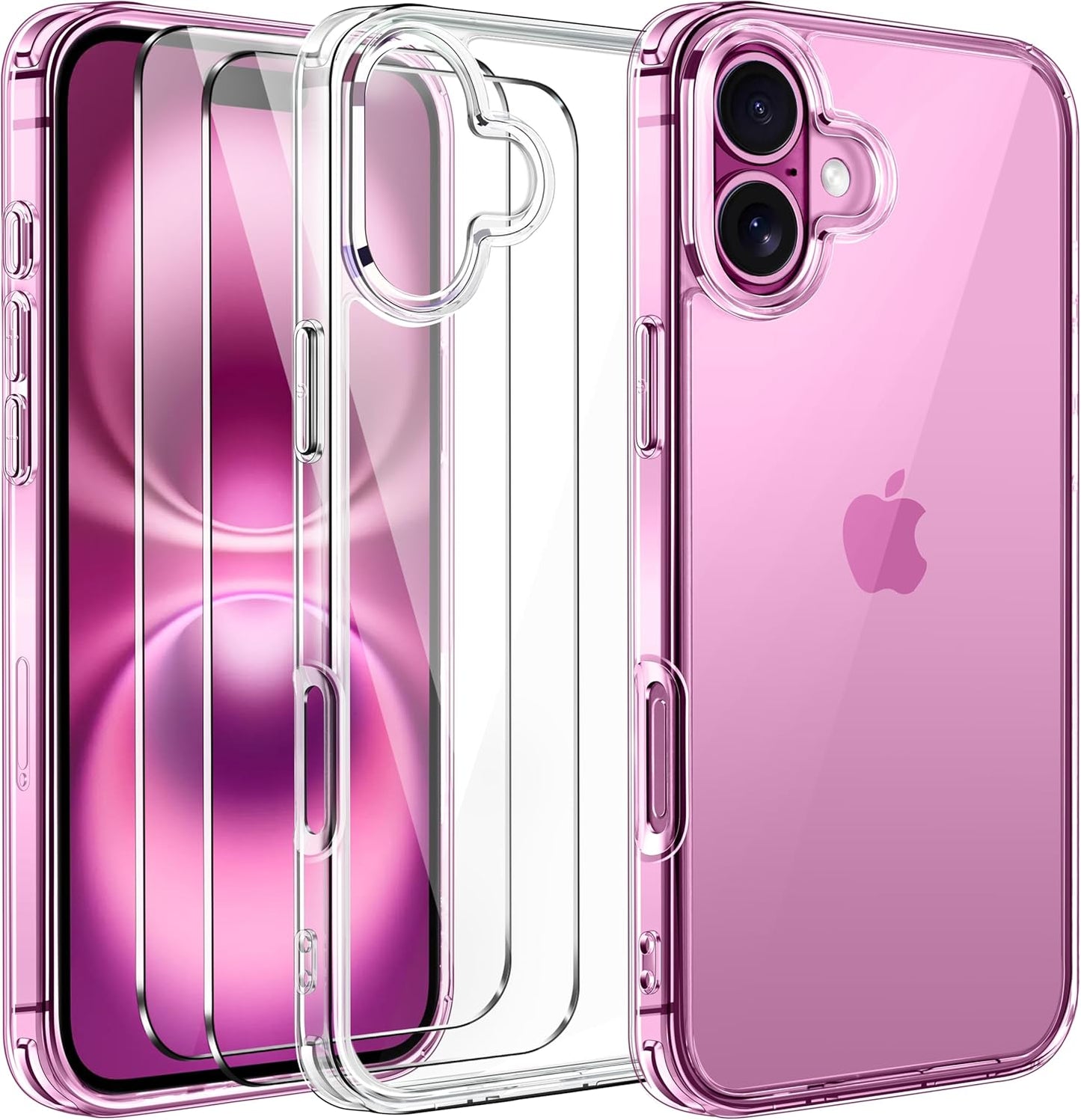 ivoler 3-in-1 Clear Case Designed for iPhone 17 Pro Max 6.9'' 2025 with 2 Pack Tempered Glass Screen Protector Full Camera Protection, Military Shockproof Hard Back Slim for 17 Pro Max Cover - Clear