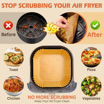 Air Fryer Liners Disposable 150Pcs, 8" Square Parchment Paper Liner for Air Fryer, Baking, Roasting and Microwave, Non-Stick Airfyer Liners Accessories