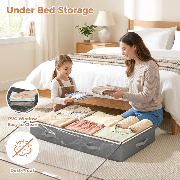 90L Under Bed Storage Containers for Linen Sheets and Clothing