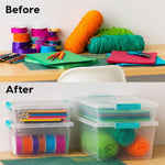 IRIS USA 6 Qt. Craft Storage Bins with Lids, 4-Pack, Made in USA, Stackable Containers
