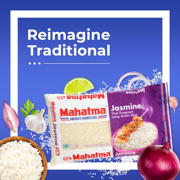Mahatma Jasmine, 5lb Bag of Fragrant Thai, Indian or Cambodian Rice, Stovetop or Microwave