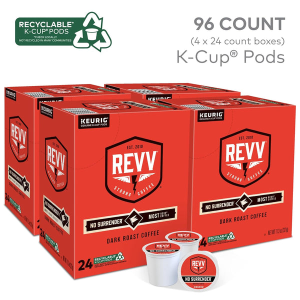 REVV No Surrender Keurig Single-Serve K-Cup Pods, Dark Roast Coffee, 96 Count