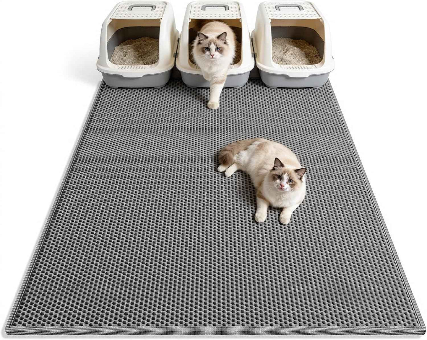 Pieviev Cat Litter Mat Double Layer Waterproof Urine Proof Trapping Mat 1 Pack (Gray, 24x15 Inch (Pack of 1))