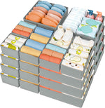 DIMJ Drawer Organizer Clothes, 12 Pack Dresser Organizer, Foldable Closet Organizers and Storage, Fabric Dresser Bins, Drawer Dividers for Nursery, Baby Clothes, Underwears, Sock (Beige)