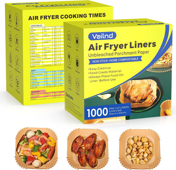 Air Fryer Paper Liners, 200pcs Air Fryer Liners Disposable, 8" Square Baking Paper Liner for 5-8 qt Airfryer Basket, Non-stick and Oil Proof Parchment Paper for Oven, Pans & Baking