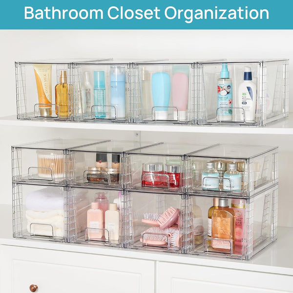 Vtopmart 4 Pack Large Stackable Storage Drawers for Kitchen and Bathroom