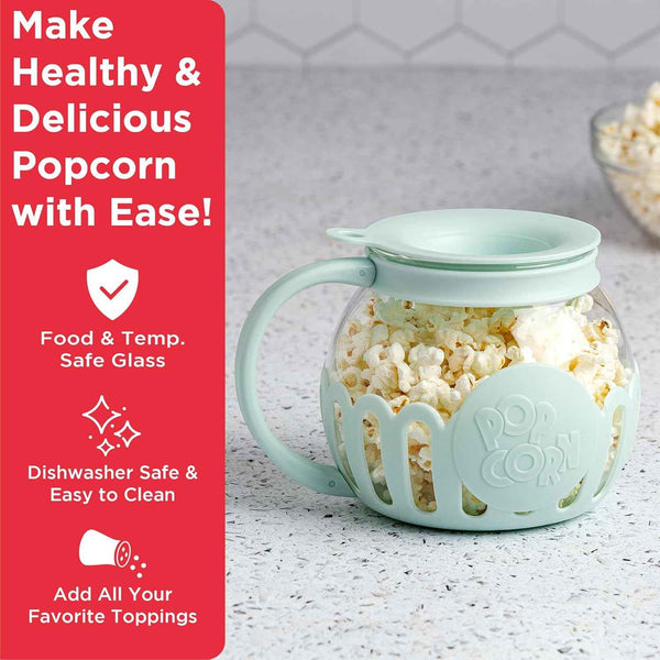 ecolution 1.5-quart aqua micro-pop microwave popcorn popper 3-in-1 lid dishwasher safe made without bpa