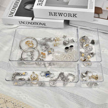 Drawer Organizers Set of 15, 4 Sizes Clear Plastic Drawer Organizers and Storage Bins for Kitchen, Bathroom, Office, Dresser Desk Drawer Organizer Tray for Jewelry, Makeup, Junk, Gadgets