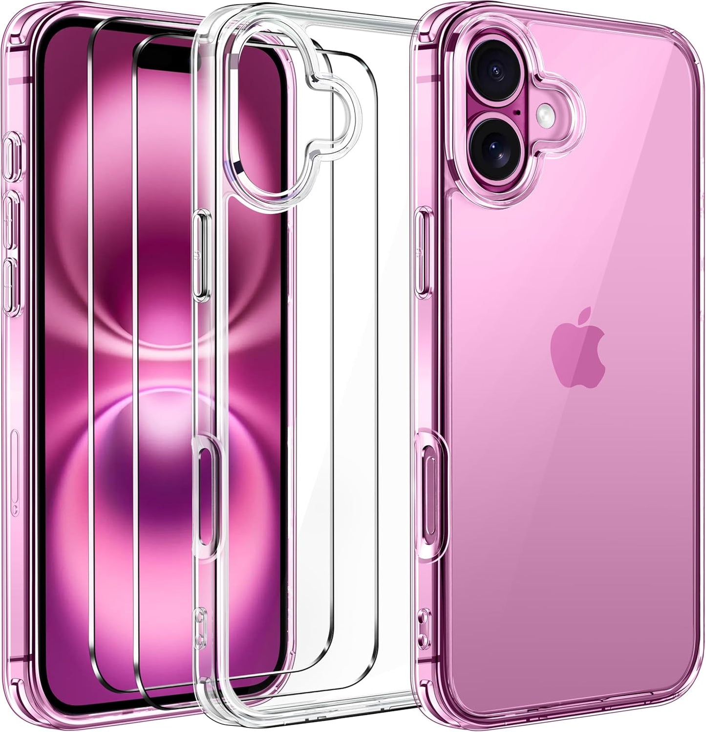 ivoler 3-in-1 Clear Case Designed for iPhone 17 Pro Max 6.9'' 2025 with 2 Pack Tempered Glass Screen Protector Full Camera Protection, Military Shockproof Hard Back Slim for 17 Pro Max Cover - Clear